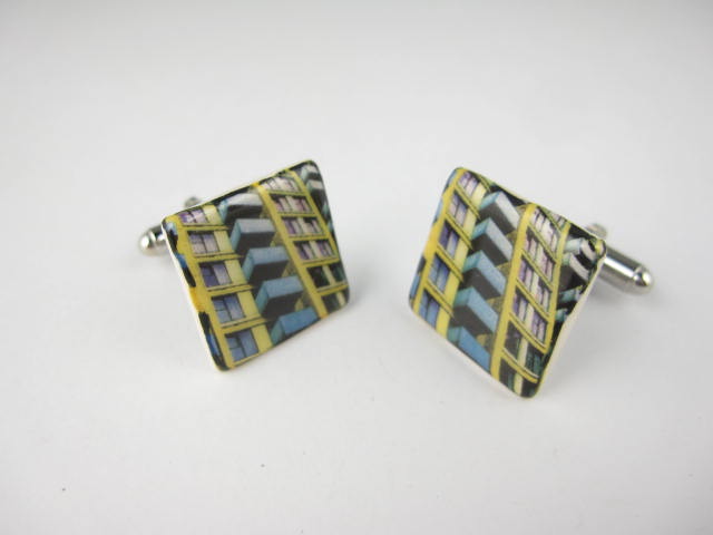 Olympic development authority flats cufflinks in yellow